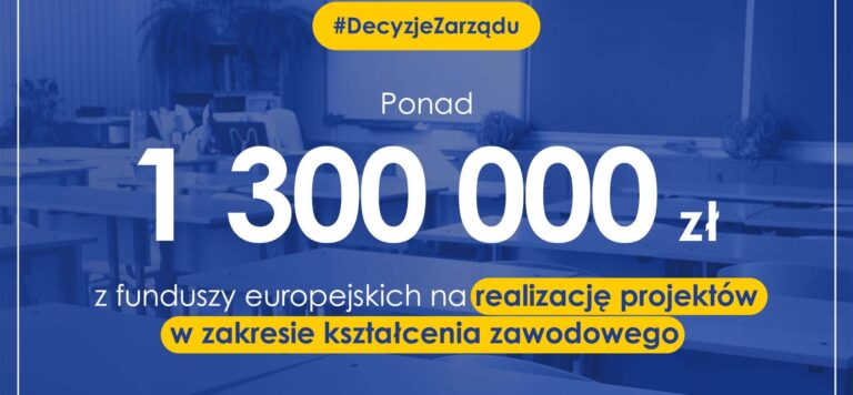 1,3 mln zł z funduszy europejskich na kształcenie zawodowe