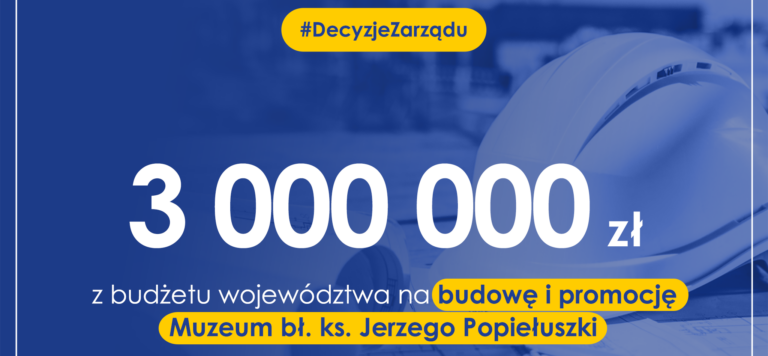 3 mln zł na budowę i promocję Muzeum ks. Jerzego Popiełuszki