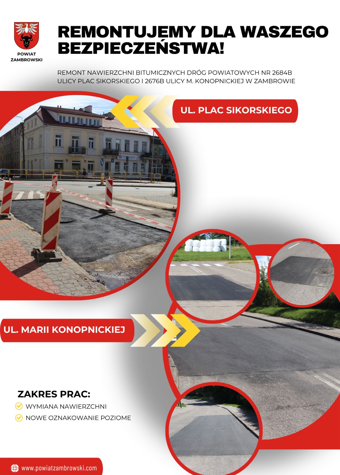 Remonty dróg w Zambrowie – Dla Waszego bezpieczeństwa!